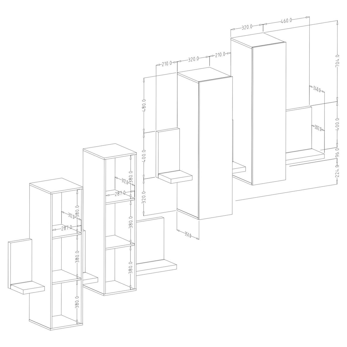 VITRINE in Anthrazit, Eichefarben - Anthrazit, Holzwerkstoff (152/142.4/35cm) - MASSENO