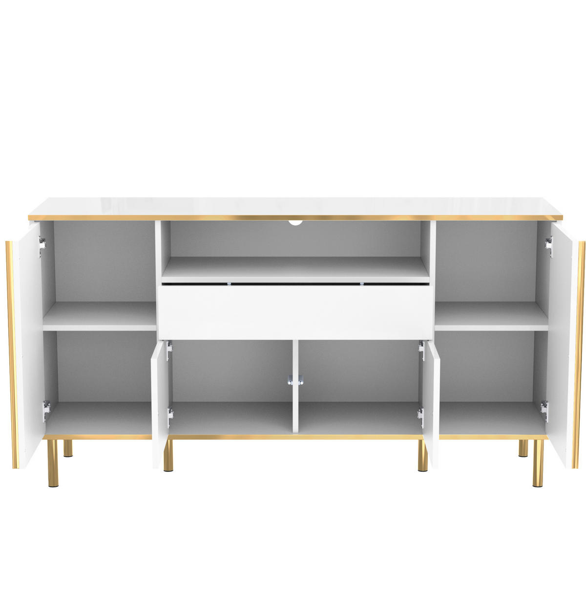 SIDEBOARD mit LED 150x40x80 cm Weiß Hochglanz - Weiß, Holzwerkstoff (150/80/40cm) - Meubliv