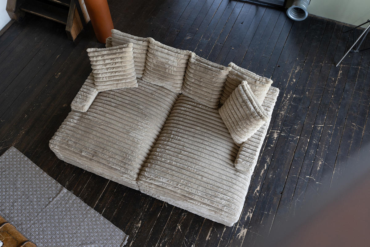 BIG SOFA CADY Taupe Cord - Taupe/Schwarz, Kunststoff/Textil (248/73/168cm) - KAWOLA