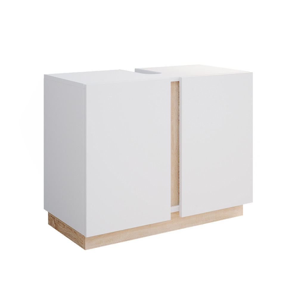 WASCHBECKENUNTERSCHRANK Gloria Weiß 70.4 x 55.5 cm mit 2 Türen - Weiß/Sonoma Eiche, Holzwerkstoff (70.4/55.5/34.6cm) - Vicco