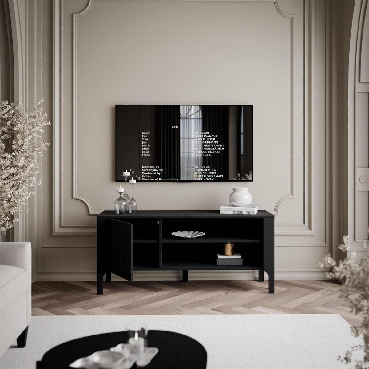 TV-SCHRANK LUMI 135 cm, Schwarz - Schwarz, Holzwerkstoff (135/57/41cm) - Lookway