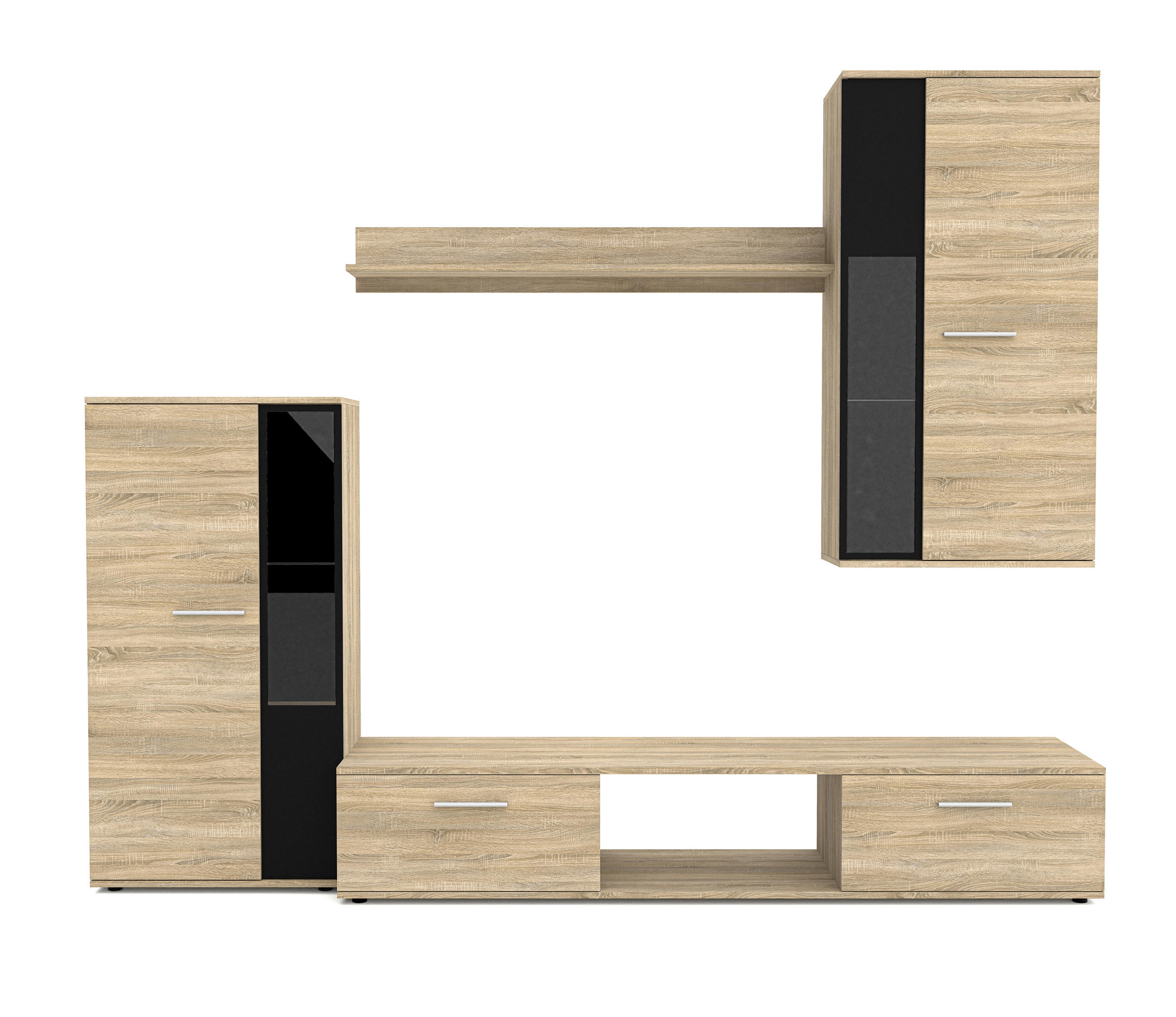 WOHNWAND Formilo Sonoma Eiche 294/180/40 cm Hochwertige TV Wohnwand - Beige, Holzwerkstoff/Kunststoff (294/180/40cm) - AX Living