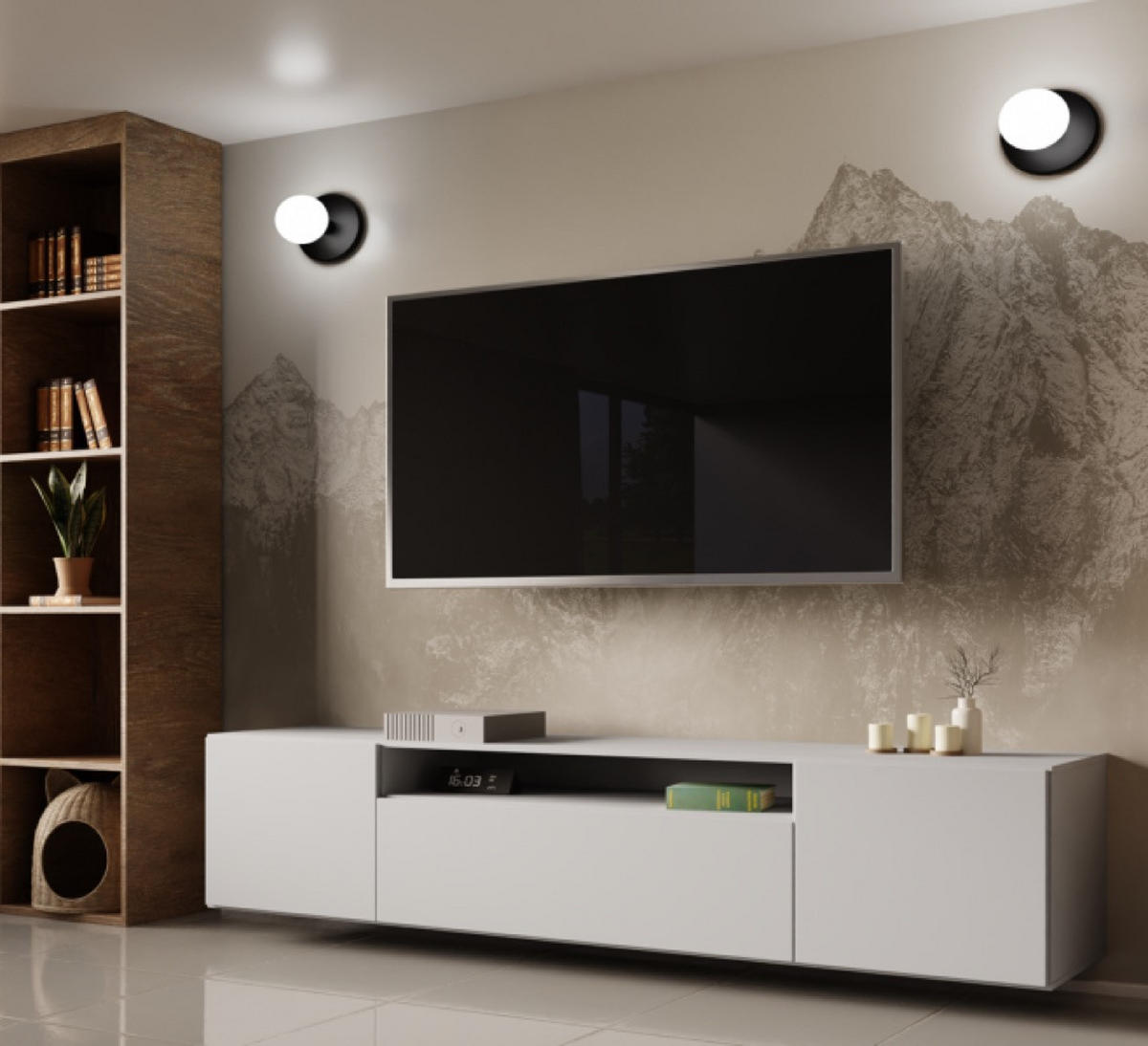 TV-LOWBOARD Weiß LION Hängend 200 cm - Weiß, Holzwerkstoff (200/40/41cm) - Sepro Meble