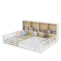 ZAUNBETT 140/200 cm weiß aus Metall und MDF mit Lattenrost, Stauraum und LED-Beleuchtung - Weiß, Metall (140/200cm) - OKMYHOME