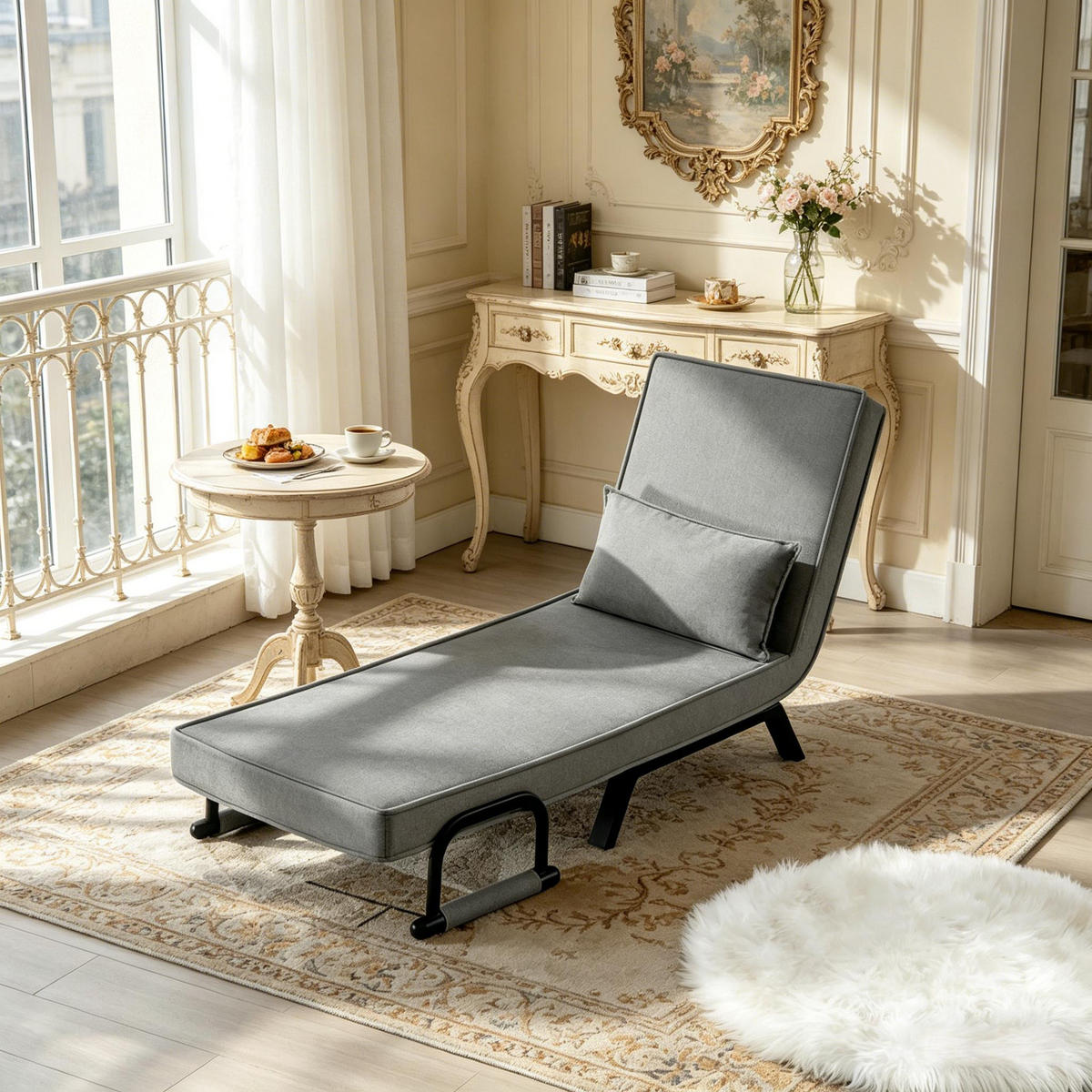 SCHLAFSESSEL 3-in-1, 5-fach verstellbar, DE-42146, Grau - Grau, Metall (75/78/65cm) - ComfortXL
