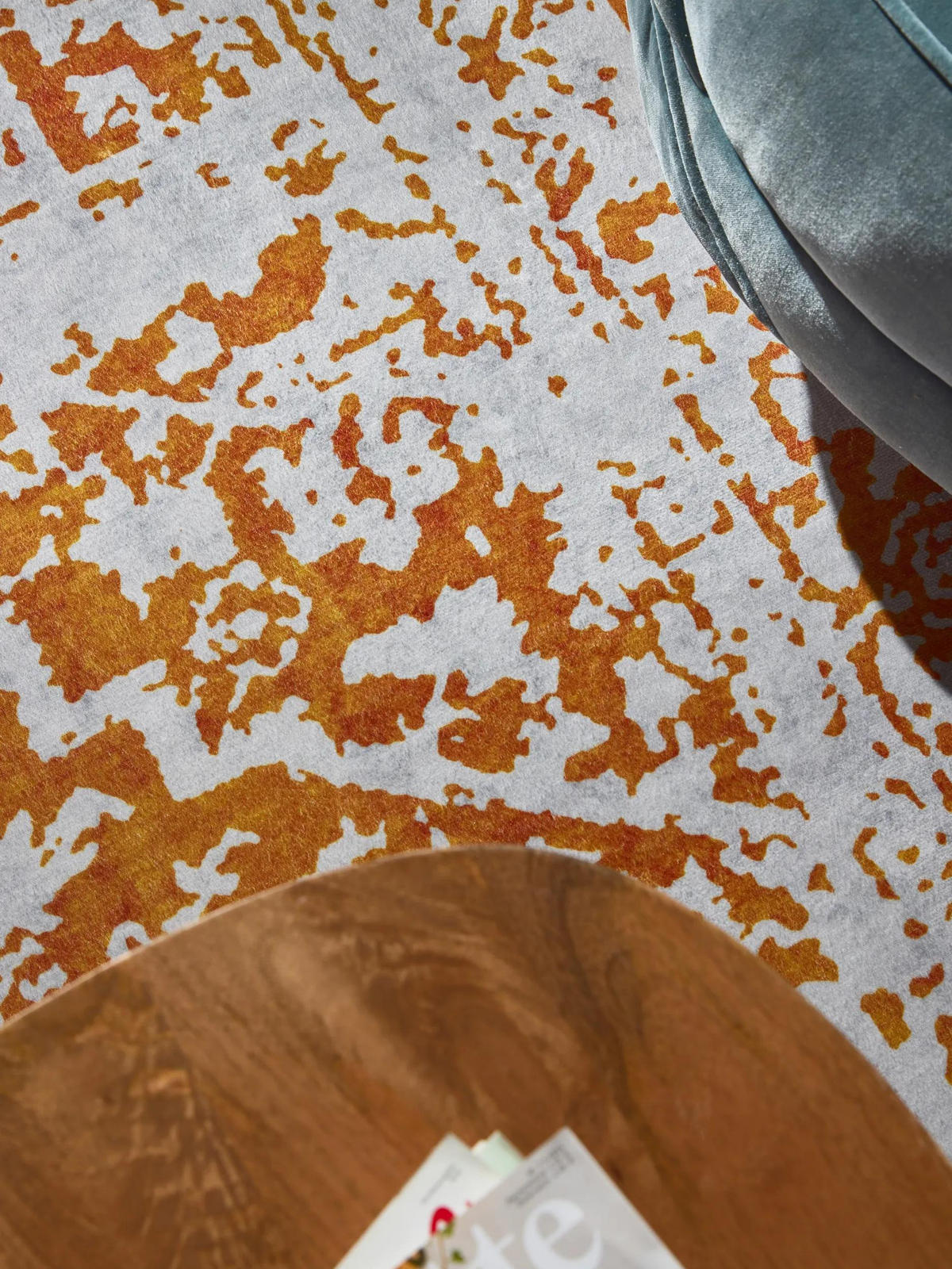 VINTAGE-TEPPICH Miray waschbar 160/230 cm - Orange/Grau, Kunststoff (160/230cm) - benuta Nest