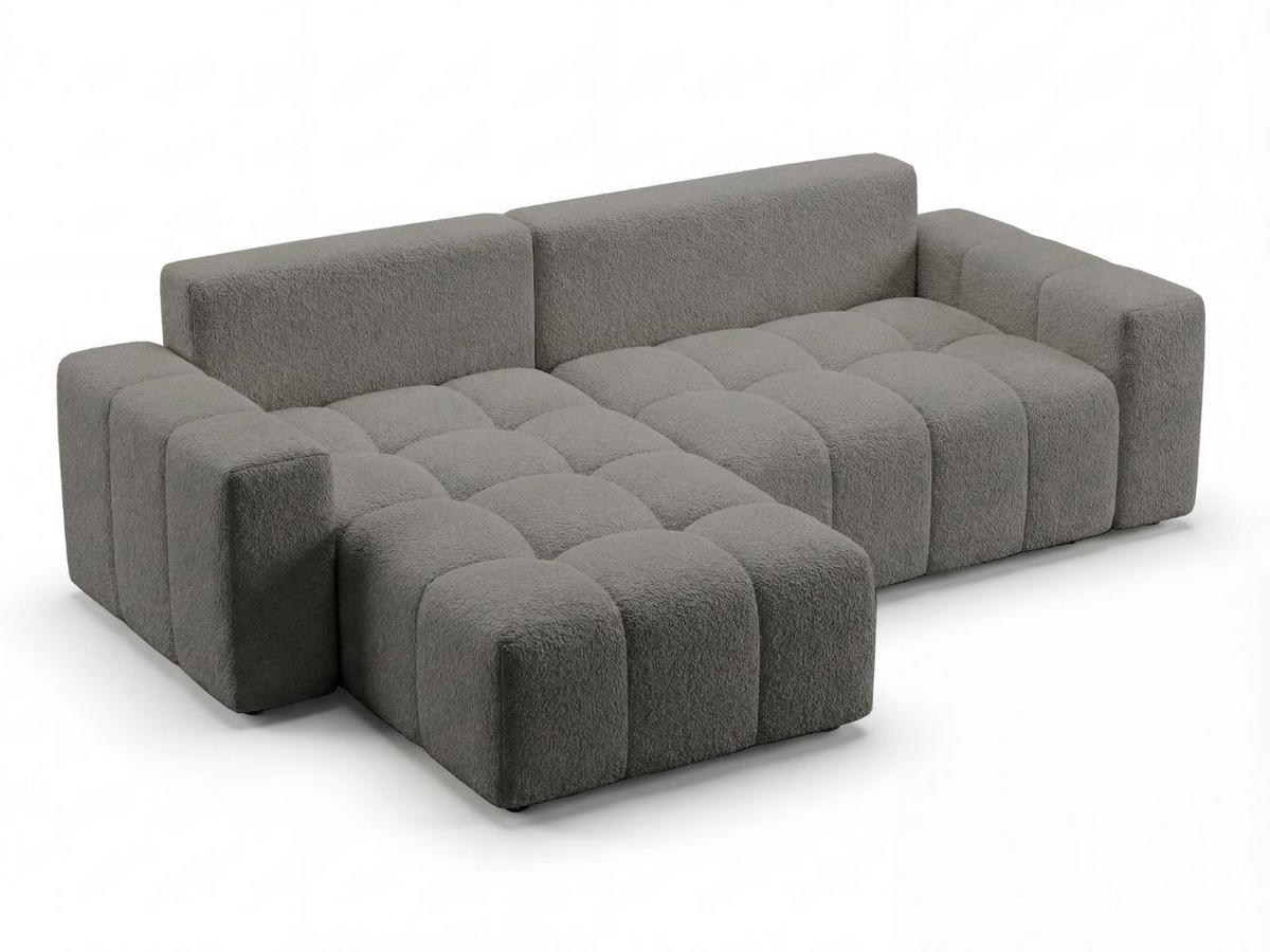 ECKSOFA Bresso Bouclé-Stoff Grau - Grau, Holz/Textil (255/168cm) - Graingold