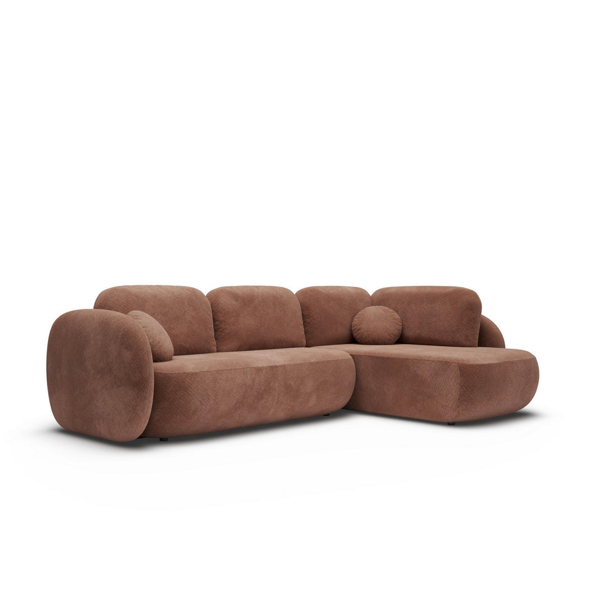 ECKSOFA AMICO II R-S Braun Geflochtener Stoff mit Schlaffunktion - Braun, Holz (289/190cm) - MASSENO
