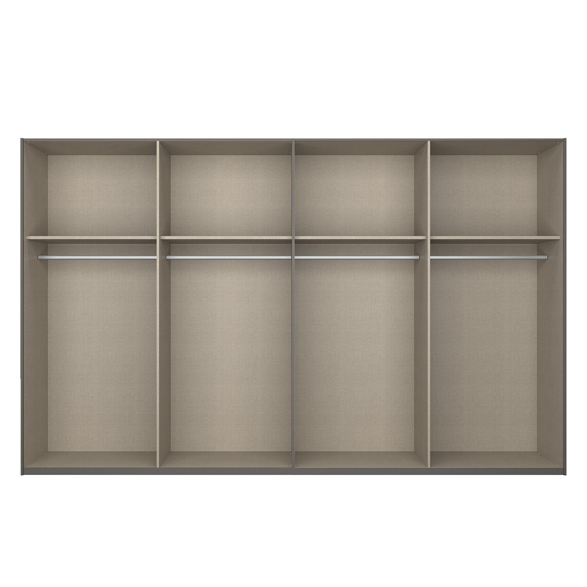 SCHWEBETÜRENSCHRANK - Weiß Hochglanz/Grau, Holzwerkstoff (360/236/68cm) - home24