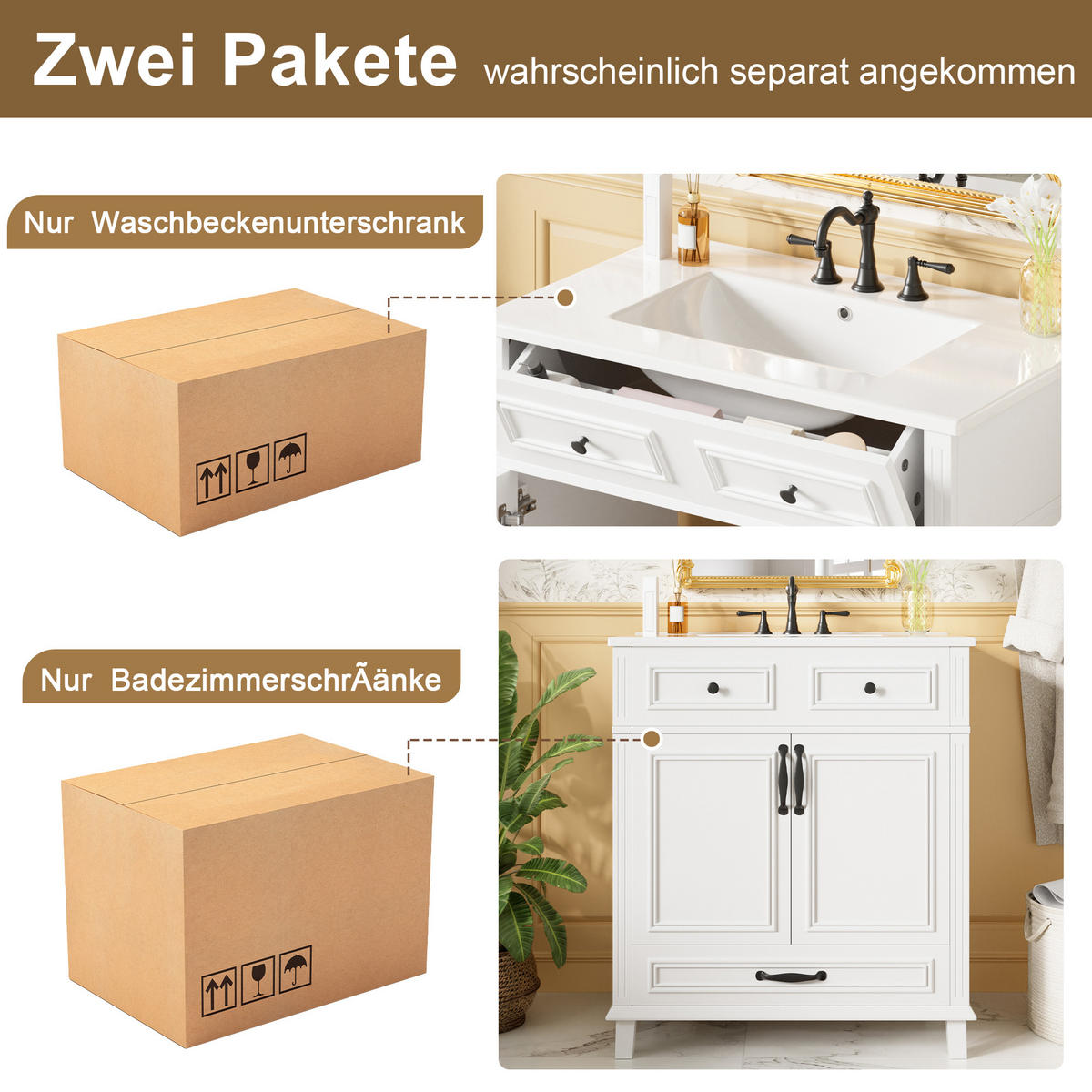 WASCHTISCHKOMBI 77/46/86 cm Weiß mit 2 Schubladen, ohne Wasserhahn - Schwarz/Weiß, Holz/Holzwerkstoff (46/86/77cm) - Oxeza