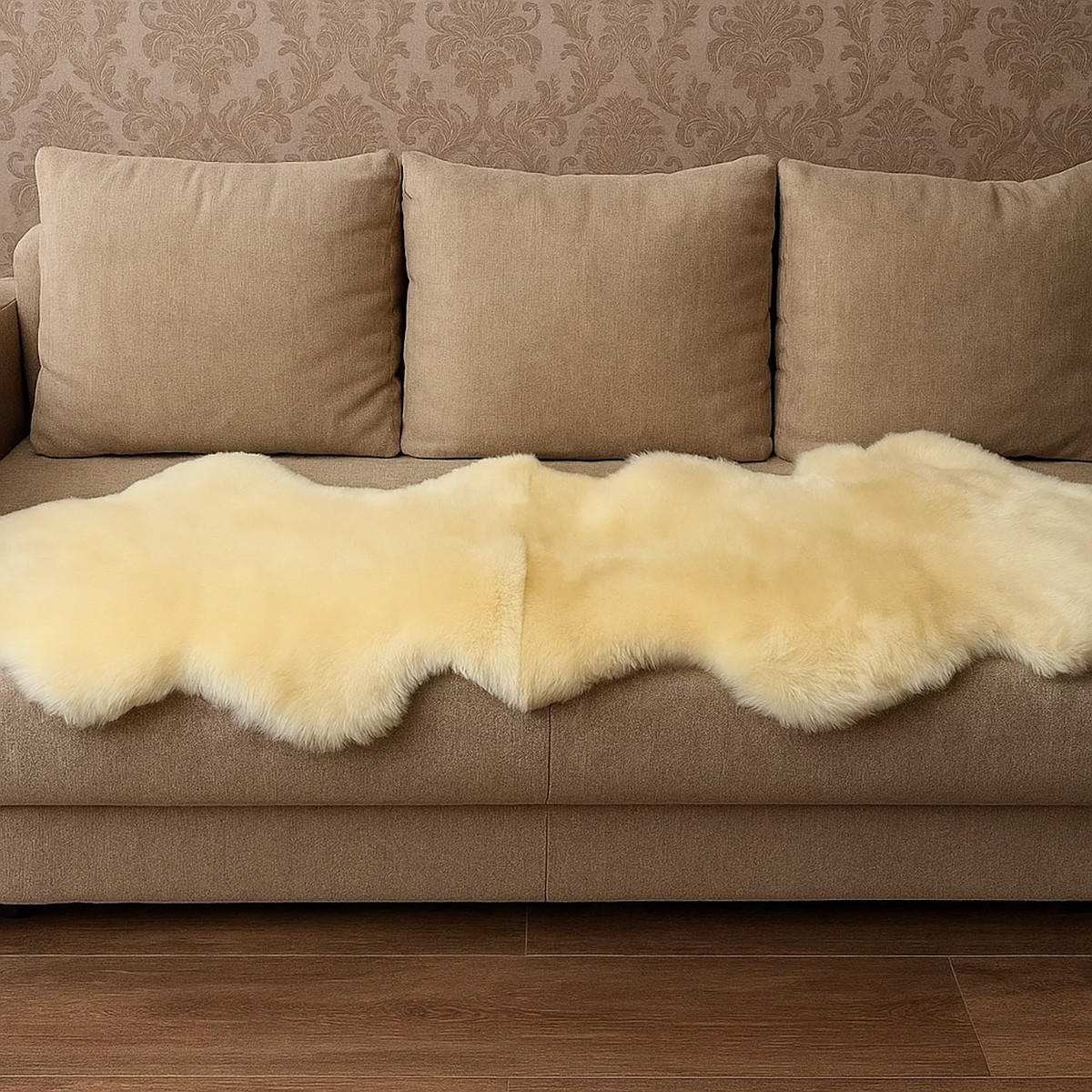 TEPPICH Schaffell Läufer medizinisch gegerbt creme 190 cm - Beige/Goldfarben, Fell (70/190cm) - Provellus