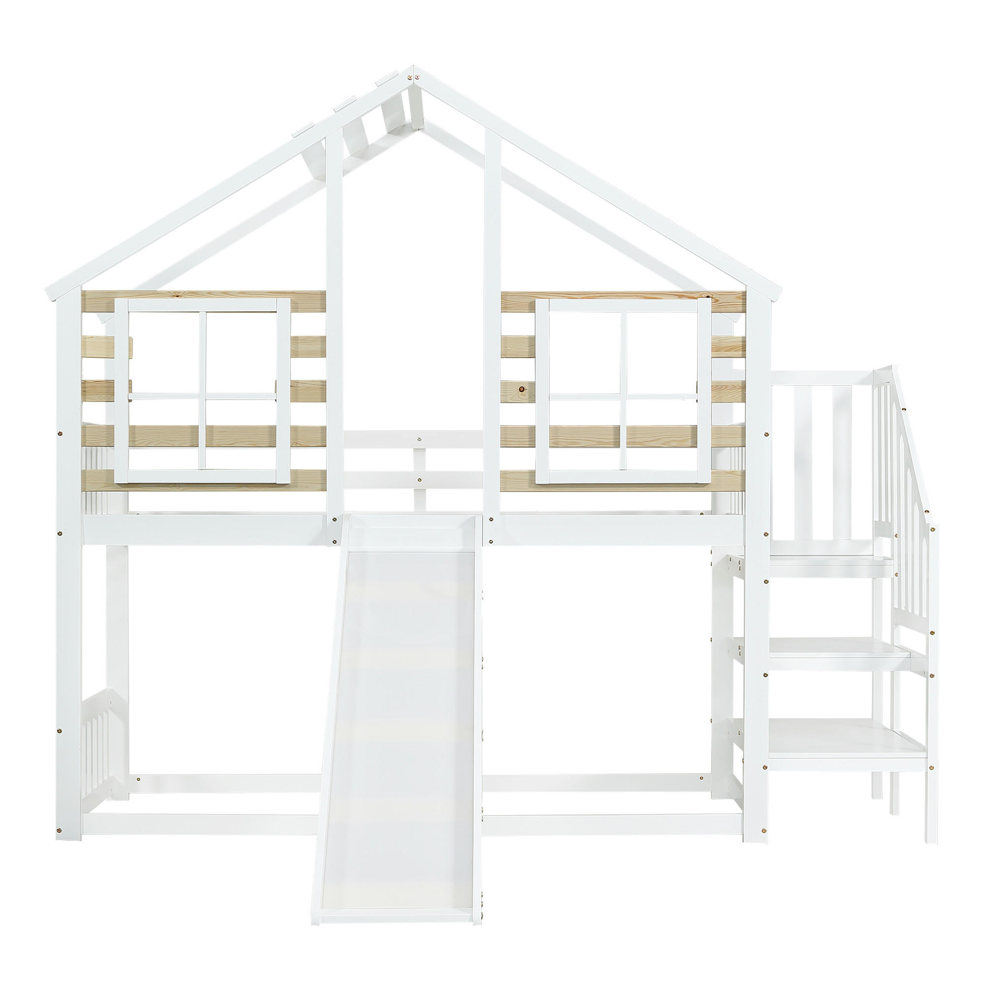 HAUSBETT 90/200 cm Weiß - Ahornfarben/Weiß, Holz/Holzwerkstoff - Raumix