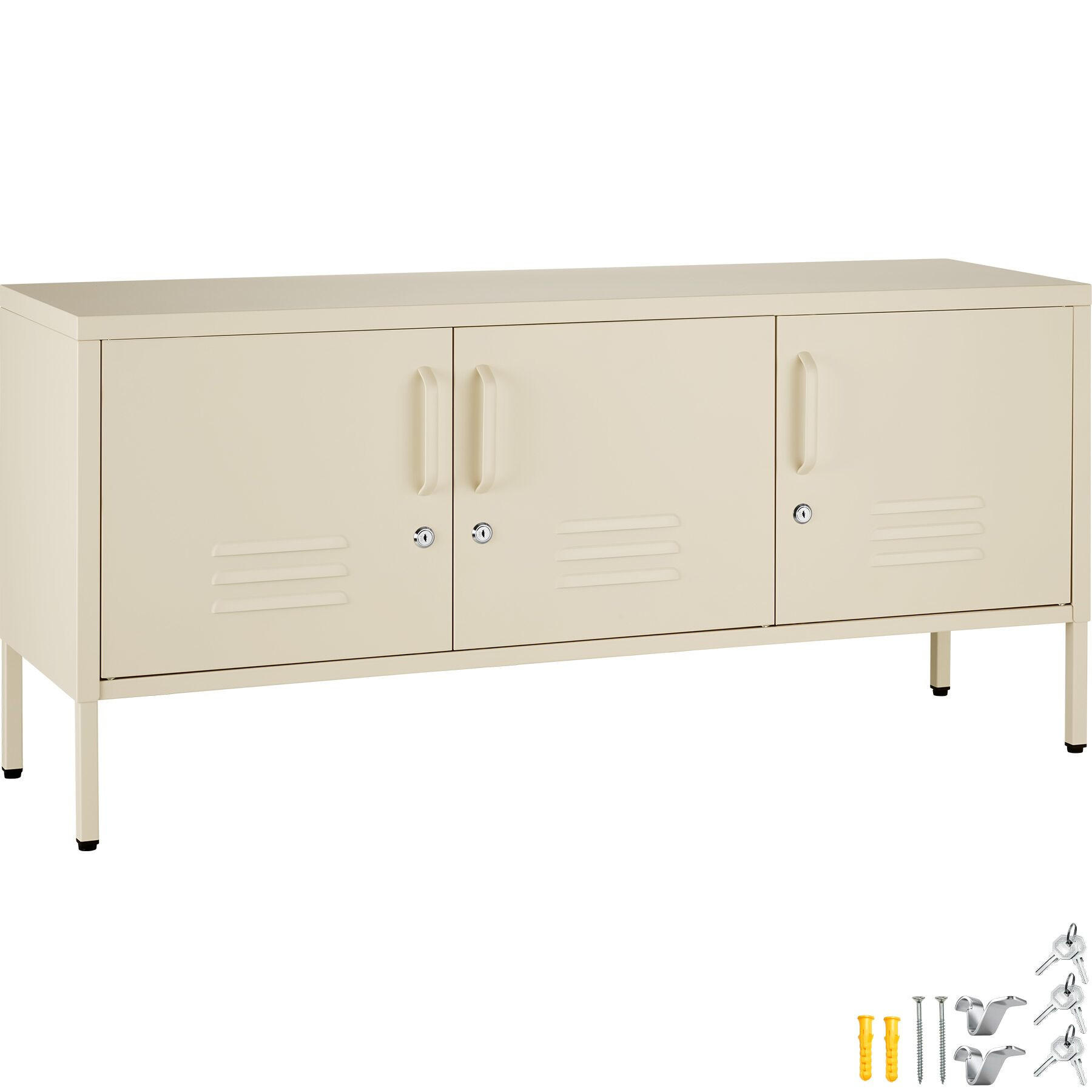 SIDEBOARD Baker, Kippschutz, höhenverstellbare Füße, creme - Creme, Metall (120/55.5/37.5cm) - tectake