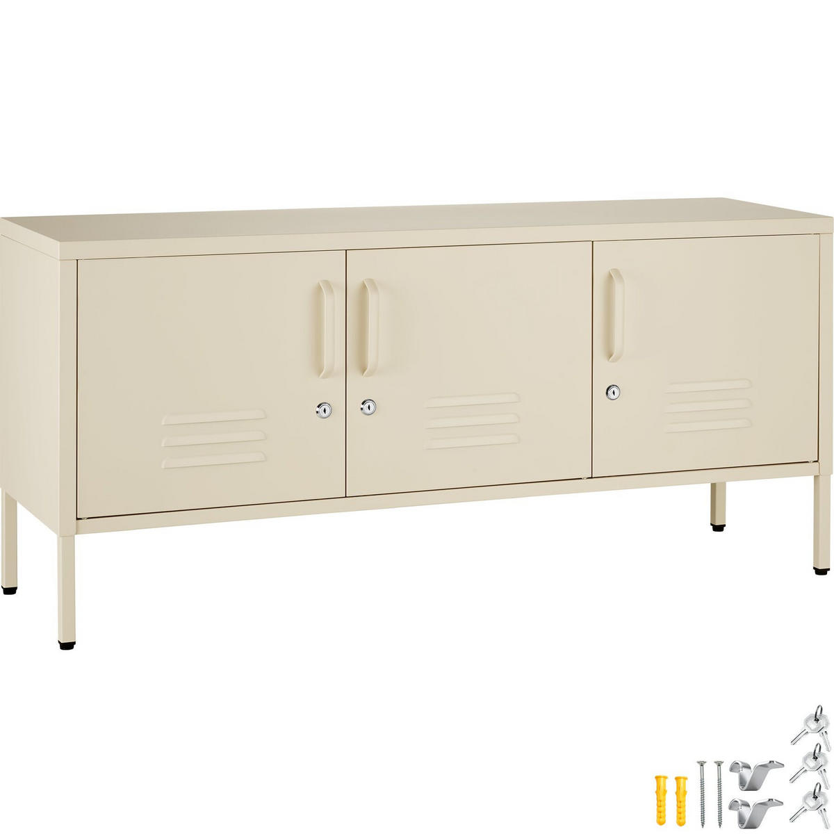 SIDEBOARD Baker, Kippschutz, höhenverstellbare Füße, creme - Creme, Metall (120/55.5/37.5cm) - tectake