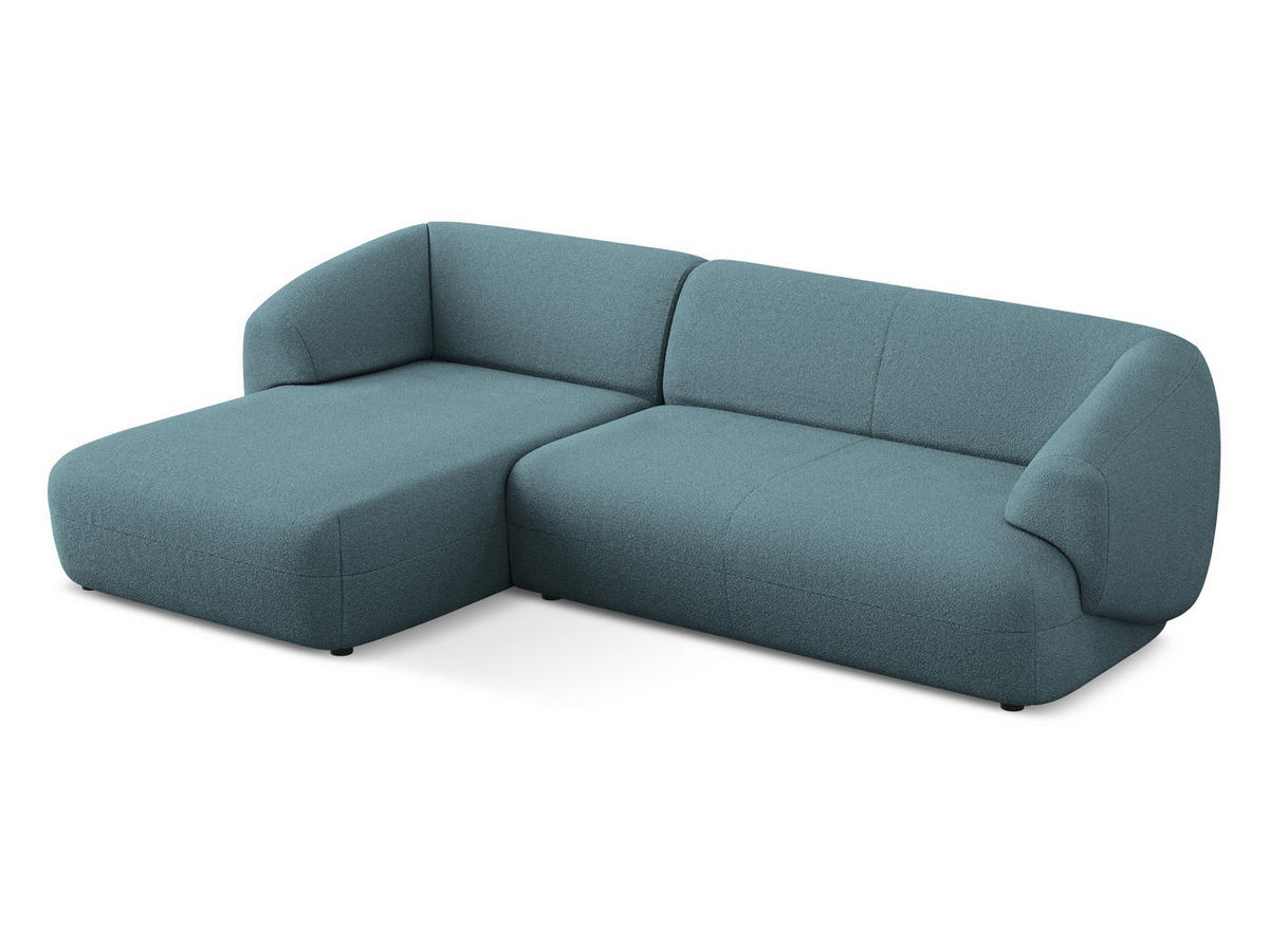 ECKSOFA Links Bouclé Stoff Blau - Blau/Blaugrau, Kunststoff/Textil (156/280cm) - Makamii