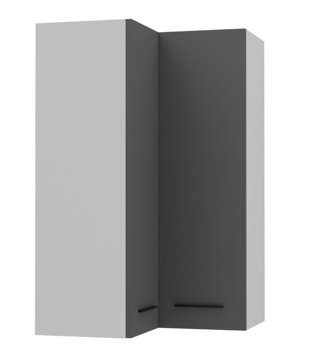 ECKHÄNGESCHRANK Bonn W14/60 weiß / graphit matt 60 / 60 / 96cm - Graphitfarben/Weiß, Holz/Holzwerkstoff (60/96/60cm) - Feldmann-Wohnen