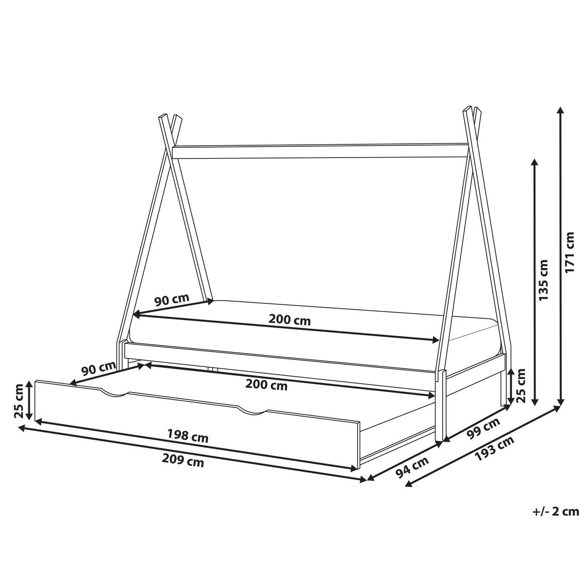 KINDERBETT 90x200 cm Weiß Talmontiers - Weiß, Holz (90/200cm) - Beliani