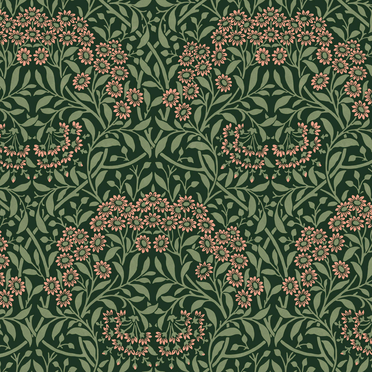 VLIESTAPETE Herbstaster 1000x52cm - Grün, Papier/Kunststoff (52/1000cm) - William Morris at Home