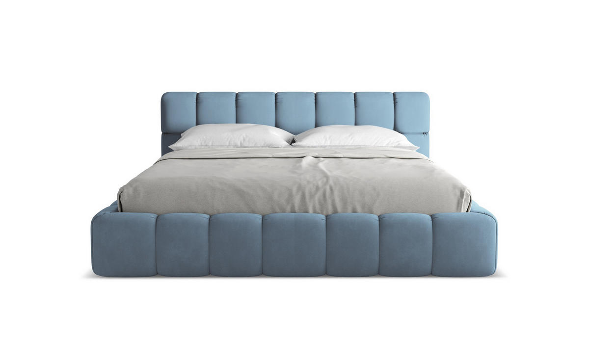 POLSTERBETT mit Bettkasten und Lattenrost 200x228 Blau - Blau/Blaugrau, Kunststoff/Textil (180/200cm) - Makamii