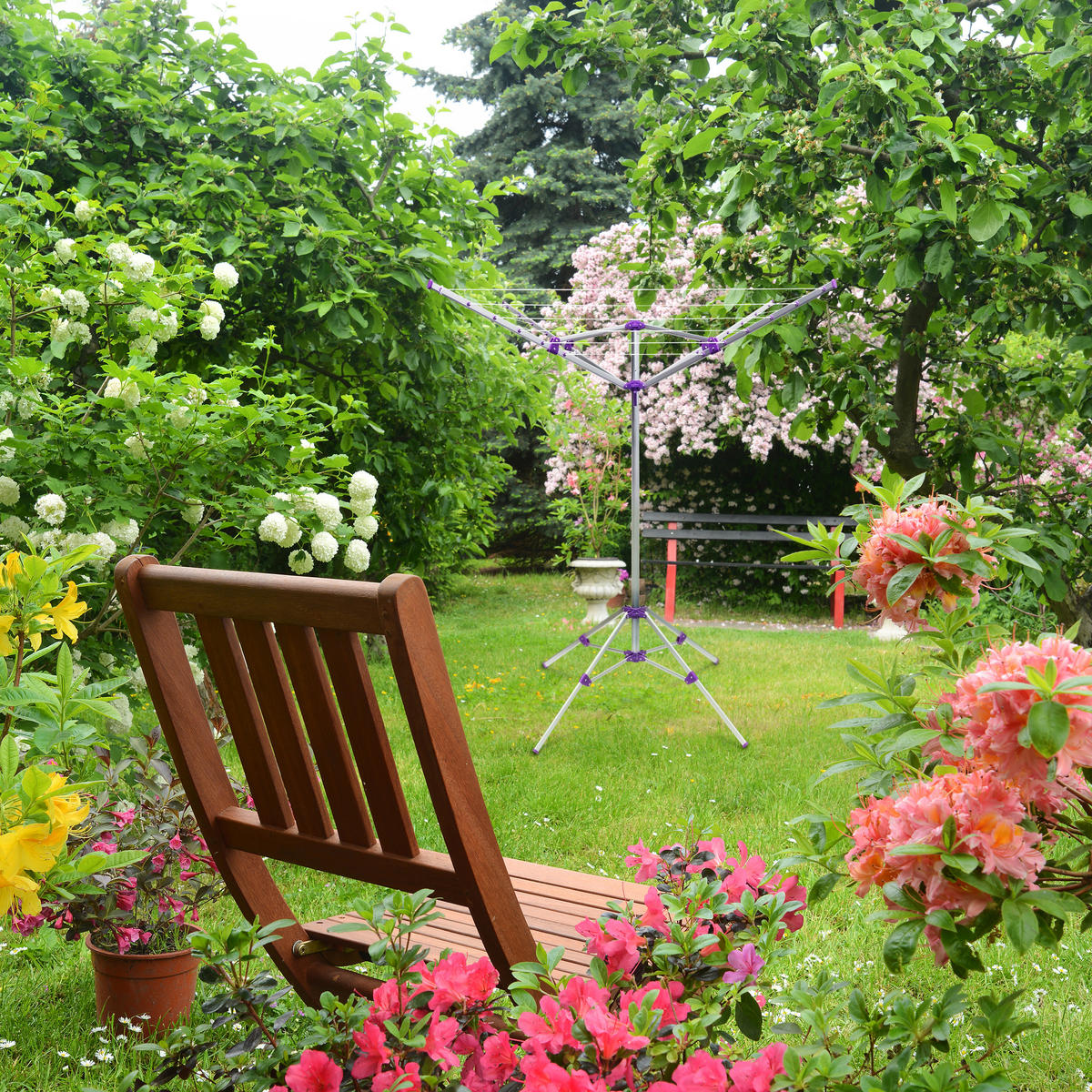 ROTAČNÁ sušička - strieborná, kov/plast (167/158/167cm) - Relaxdays