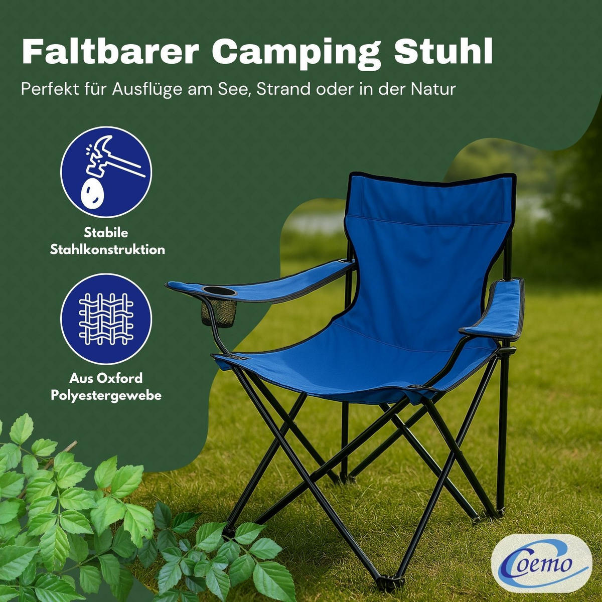 CAMPINGSTUHL FALTBAR in Blau - Blau, Metall (50/80/50cm) - Coemo
