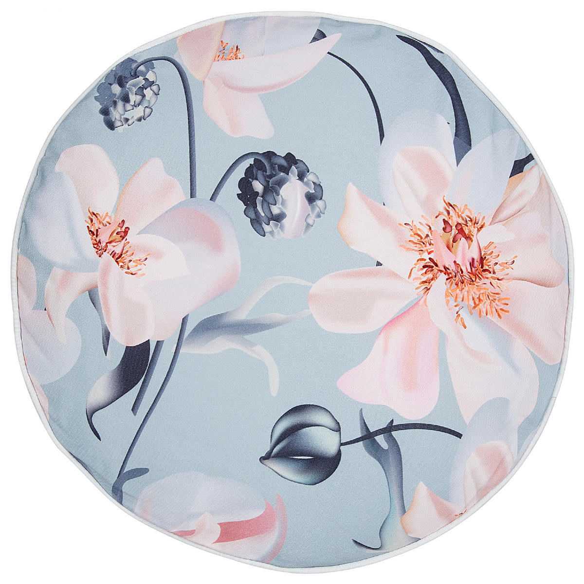 GARTENKISSEN 2er-Set Blumenmuster blau 40 cm Apricale - Hellblau, Textil (40/40cm) - Beliani