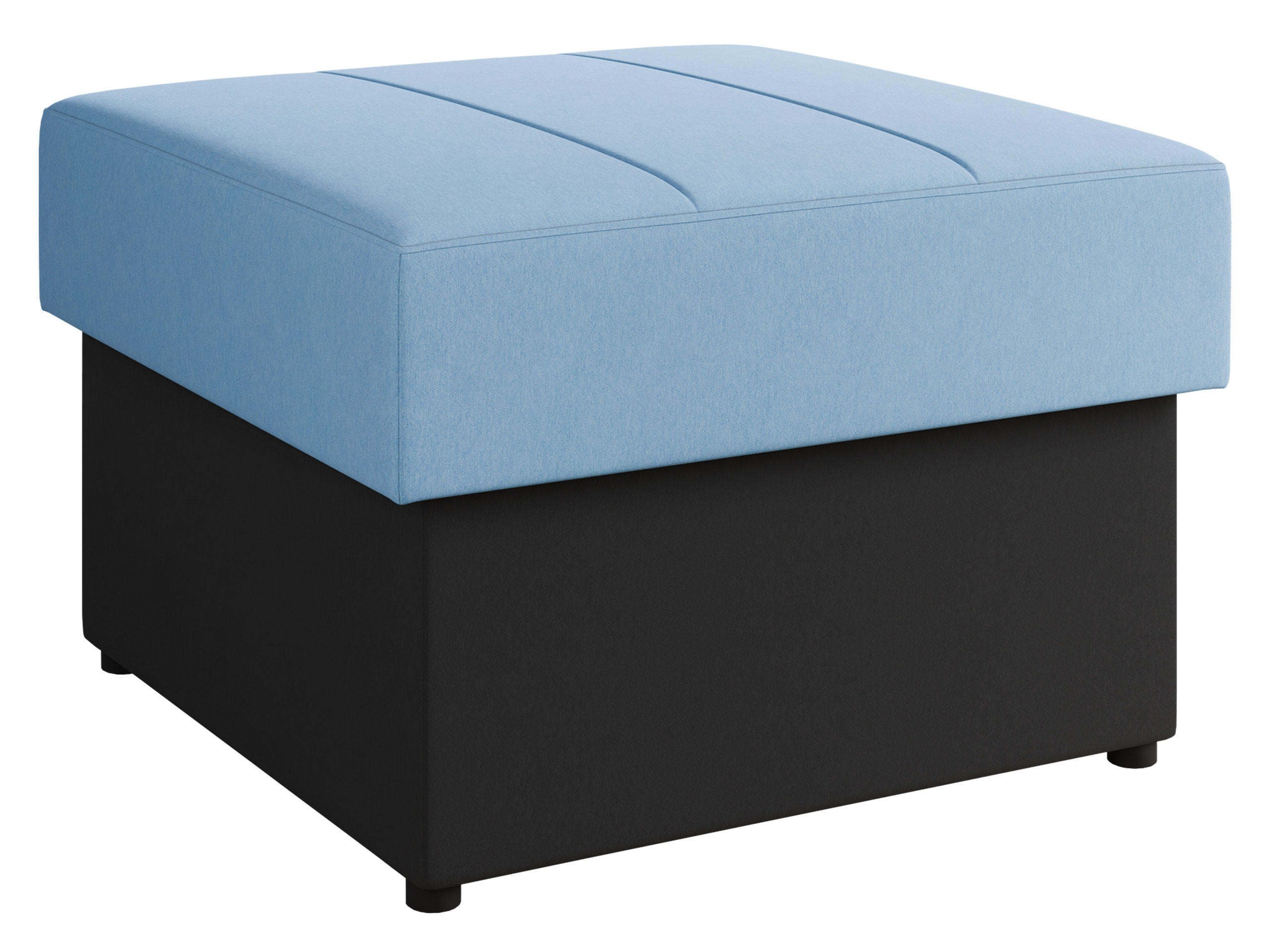 POLSTERHOCKER Calabrini - Blau/Schwarz, Holzwerkstoff/Kunststoff (70/48/70cm) - MIRJAN24