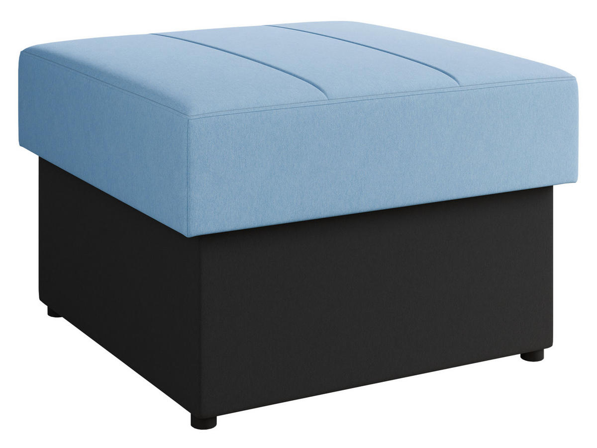 POLSTERHOCKER Calabrini - Blau/Schwarz, Holzwerkstoff/Kunststoff (70/48/70cm) - MIRJAN24