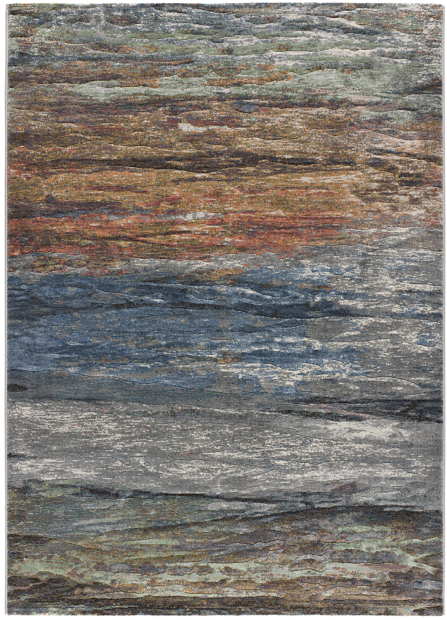 Atticgo Webteppich Mehrfarbig, Blau, Grau, Rost 133x195 cm