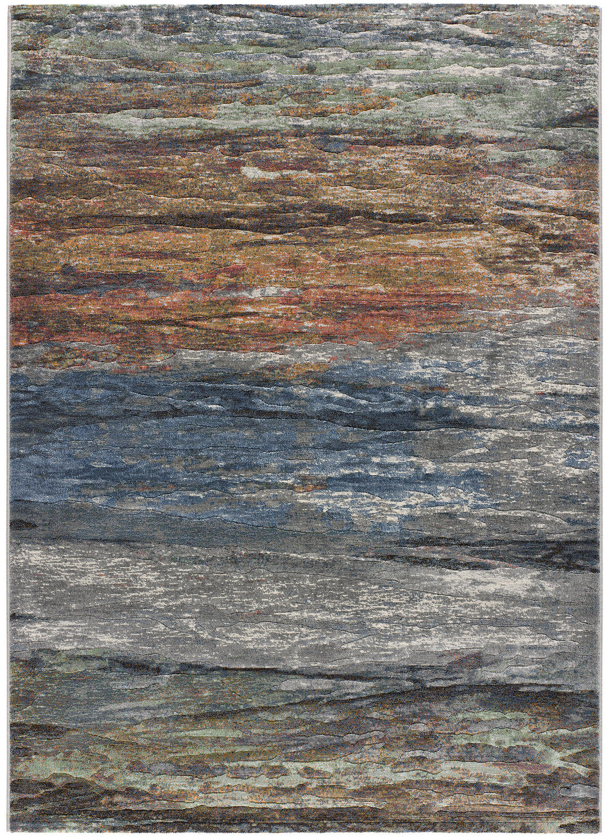 WEBTEPPICH Blau Victoria 133/195 cm - Blau/Rostfarben, Naturmaterialien/Textil (133/195cm) - Atticgo