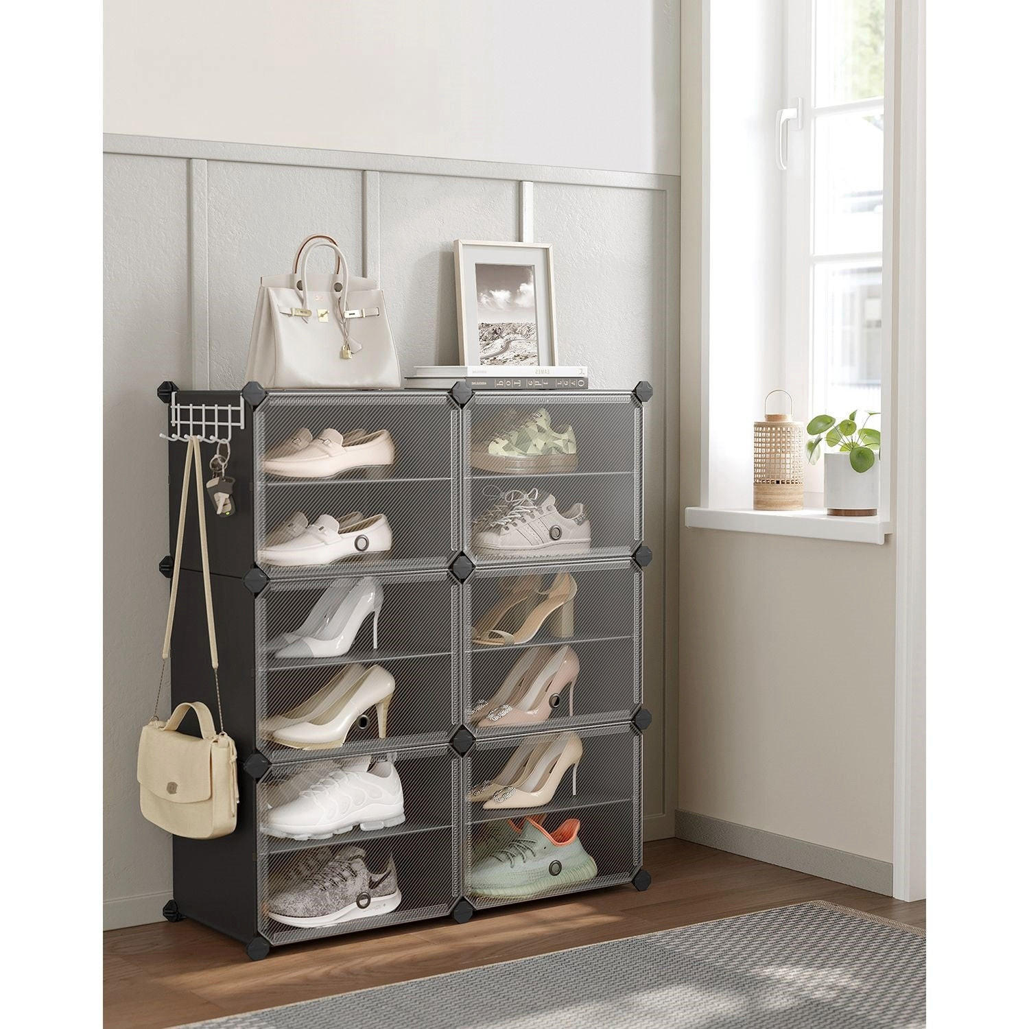 SCHUHREGAL YAOUNDE - Schwarz, Metall (124/94/32cm) - Hansiro