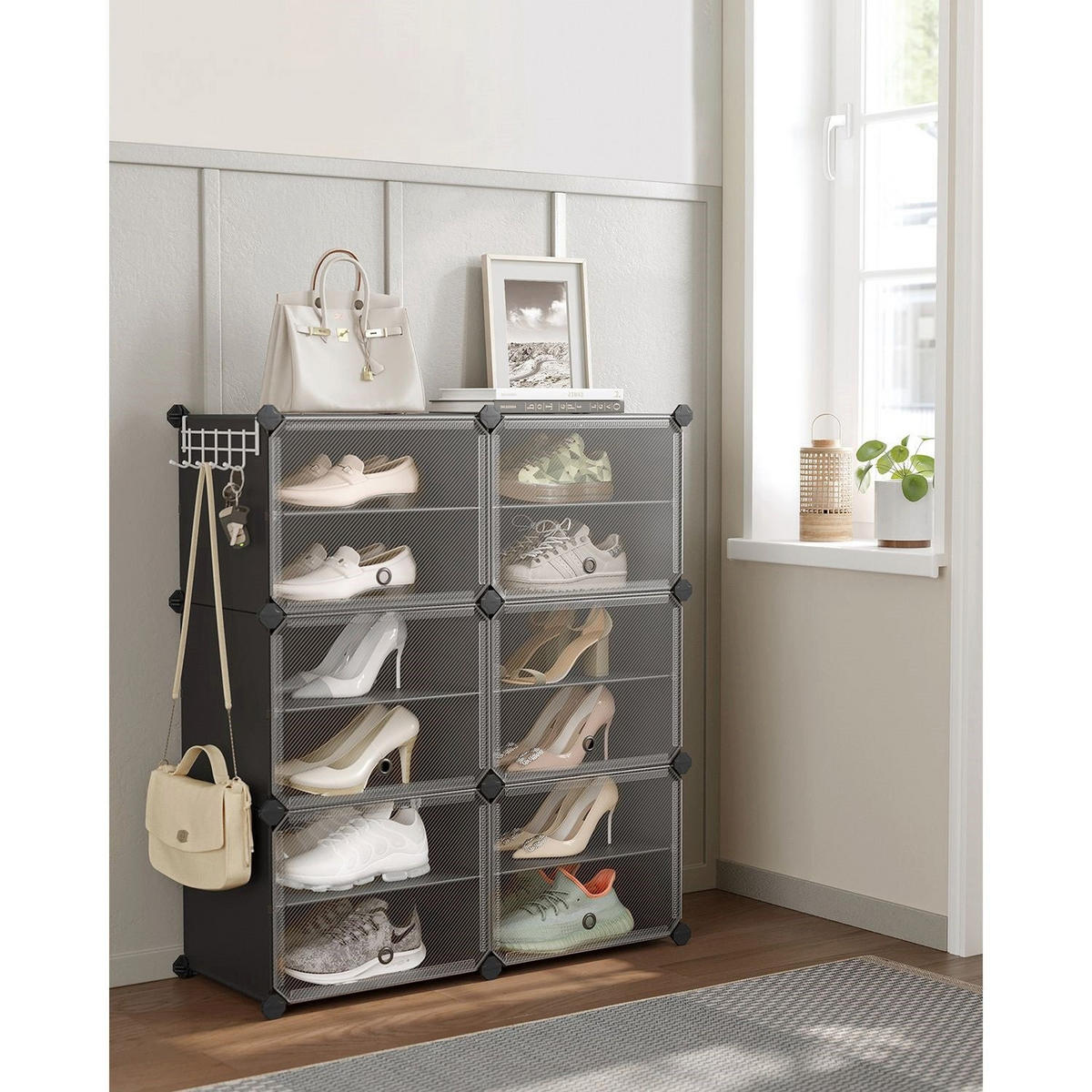 SCHUHREGAL YAOUNDE - Schwarz, Metall (124/94/32cm) - Hansiro