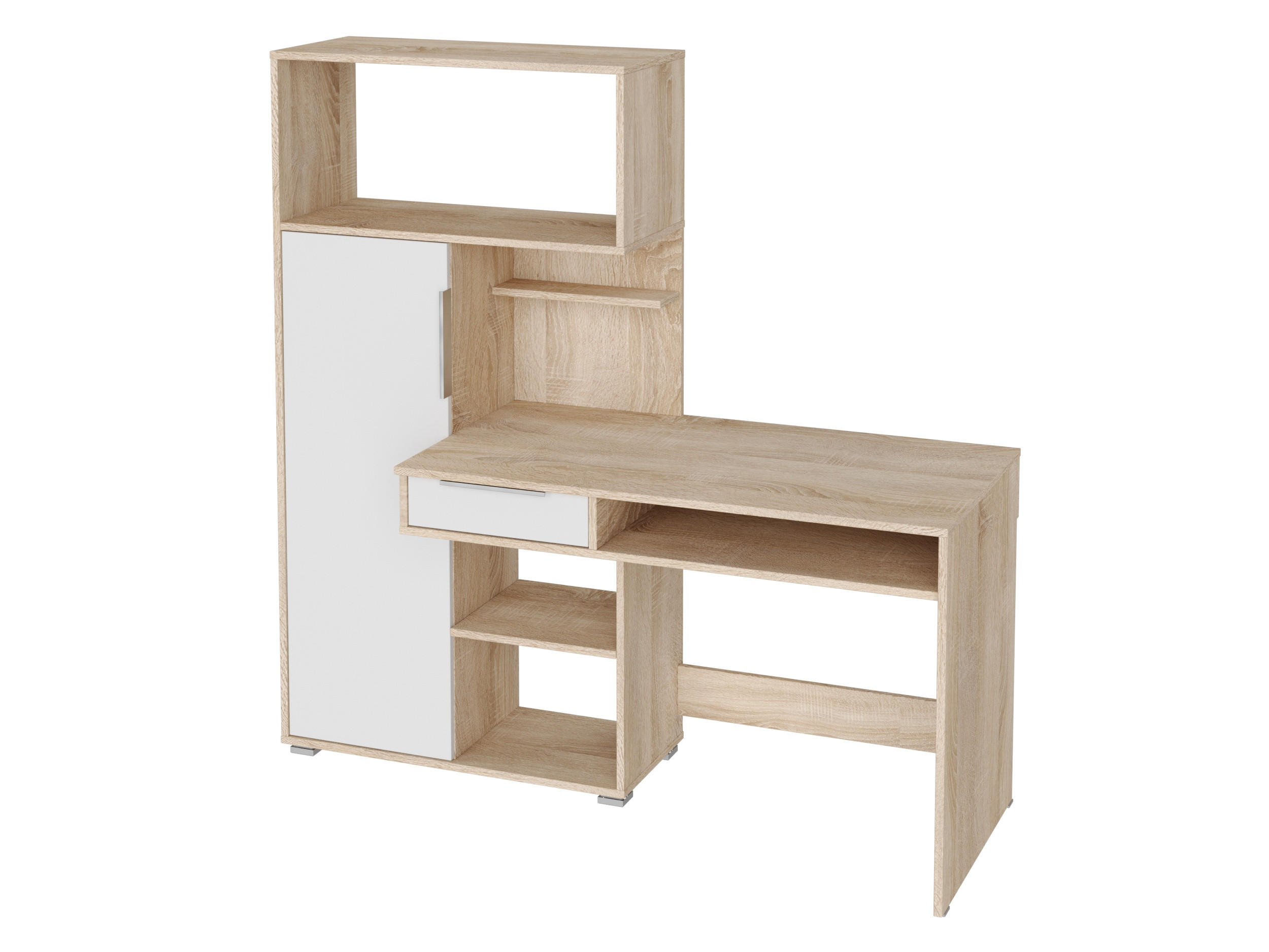 SCHREIBTISCH Sonoma Eiche, Weiß 150/149/92 - Weiß/Sonoma Eiche, Holzwerkstoff (92/150/149cm) - RAUMHIRSCH FURNITURE