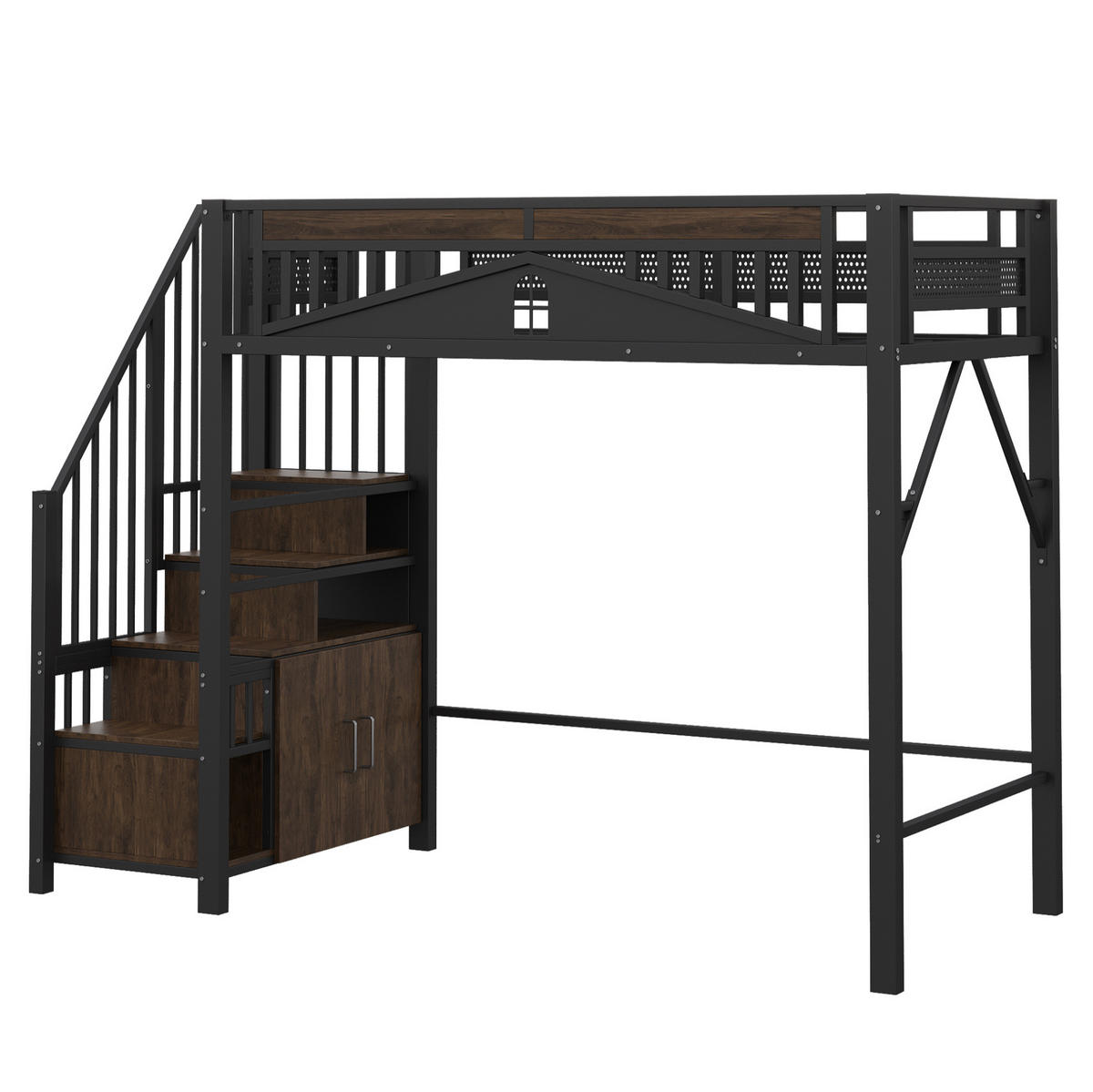 HOCHBETT 90/200 cm Schwarz aus Metall mit Stauraum - Schwarz, Metall (90/200cm) - OKMYHOME