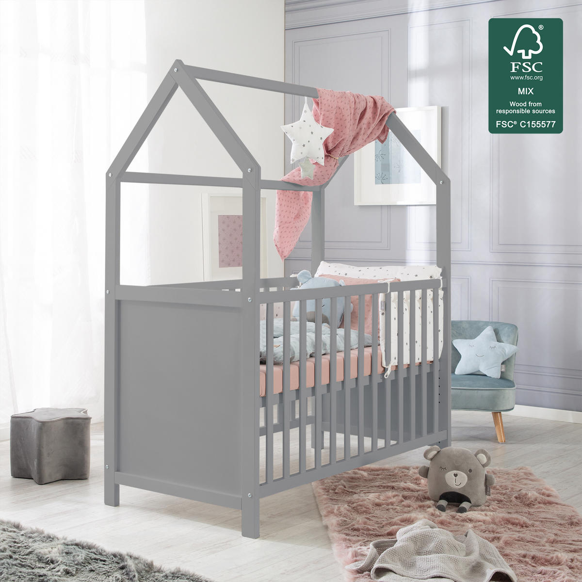 HAUSBETT 60 x 120 cm taupe - Taupe, Holzwerkstoff (60/120cm) - Roba