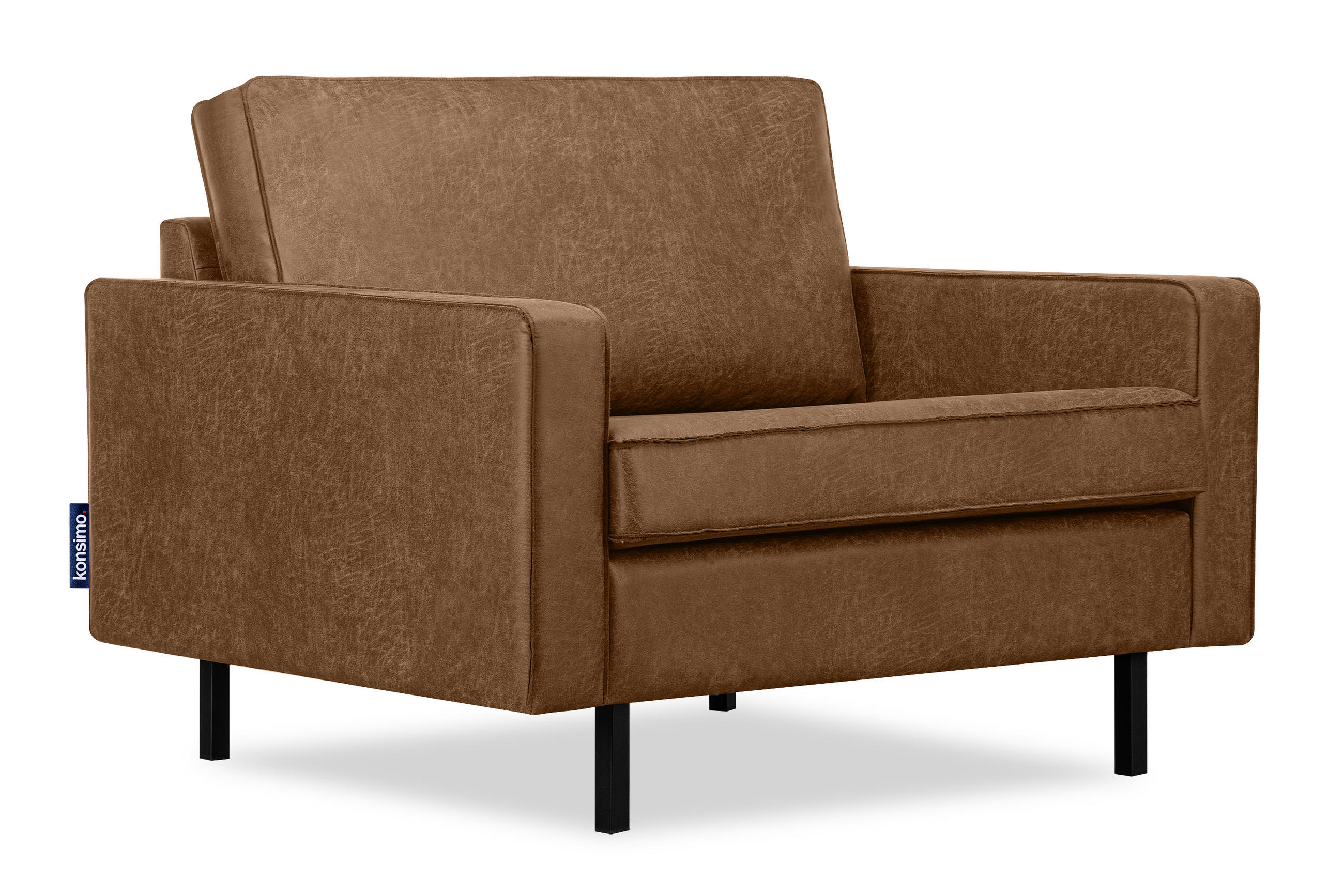 1,5-SITZER-SESSEL INVIA mit Armlehnen vintage, Lederoptik-Stoff, Braun - Schwarz/Braun, Textil (116/87/98cm) - KONSIMO®