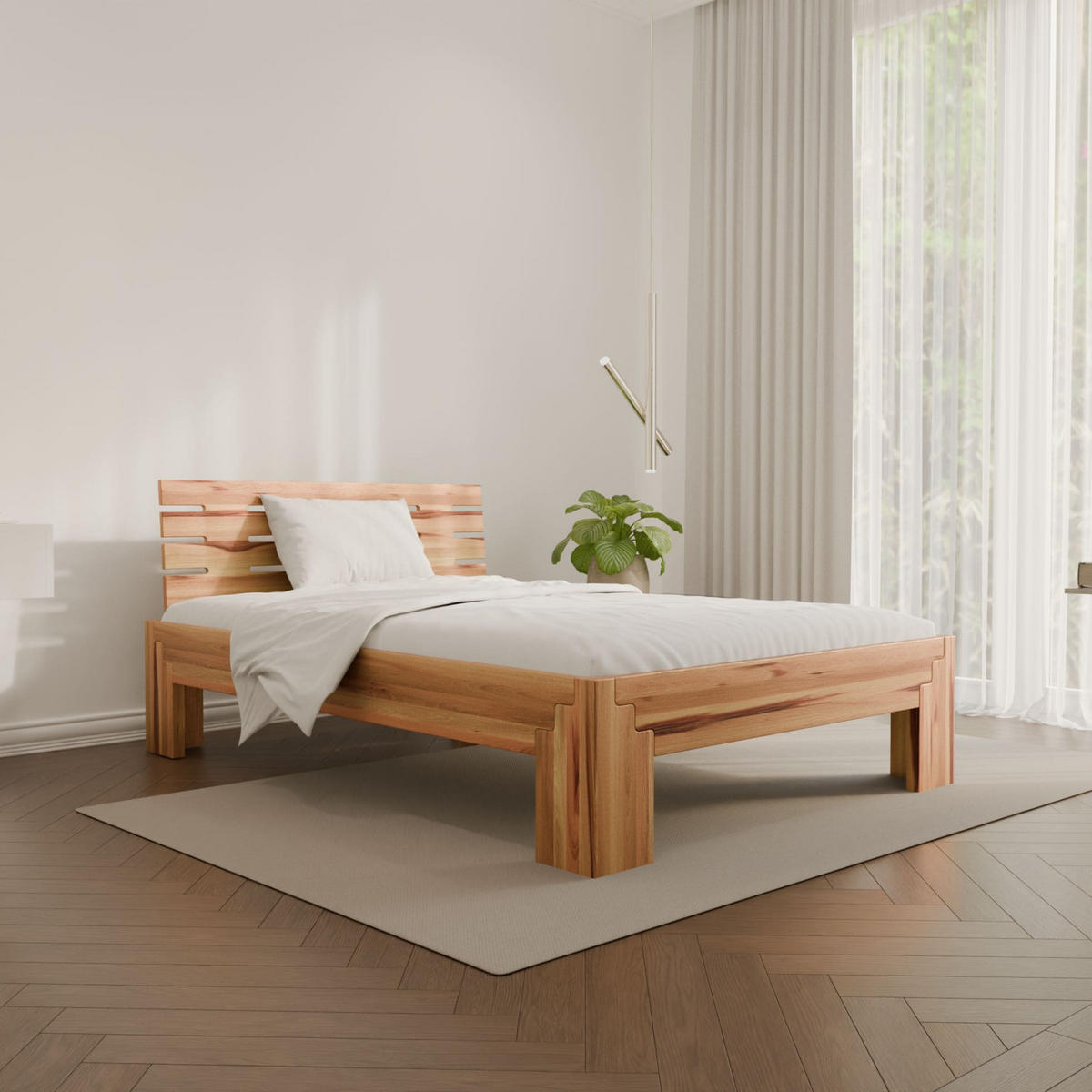 MASSIVHOLZBETT LUZERN 140/200 cm aus Kernbuche - Braun/Kernbuche, Holz (140/200cm) - MeinMassivholz