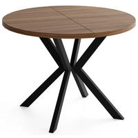 ESSTISCH Valeo runder ausziehbarer, Walnuss Braun 100-180/100/76 cm - Walnussfarben/Schwarz, Holzwerkstoff/Metall (100/180/76cm) - WFL GROUP