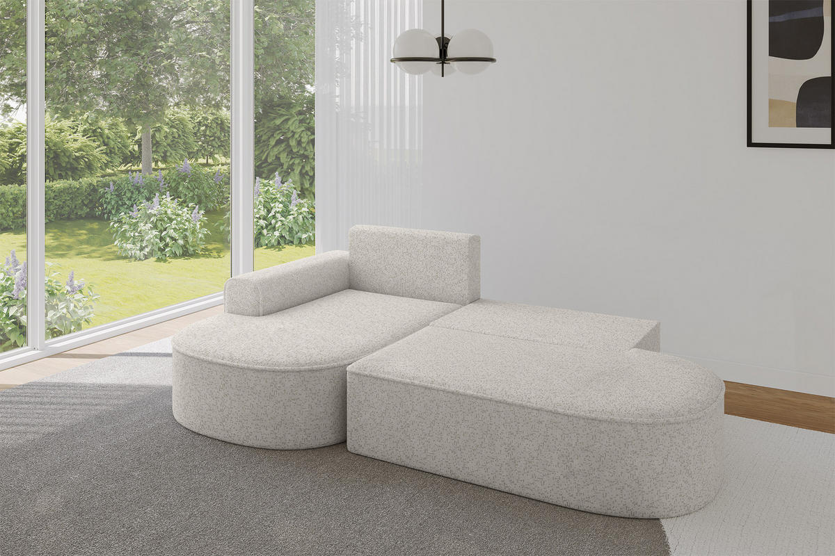 ECKSOFA mit Schlaffunktion und Bettkasten Ottomane Links MARI-L1-S - 283x167x85 cm Hellgrau Tissu - Hellgrau/Schwarz, Holzwerkstoff/Kunststoff (283/167cm) - ALTDECOR
