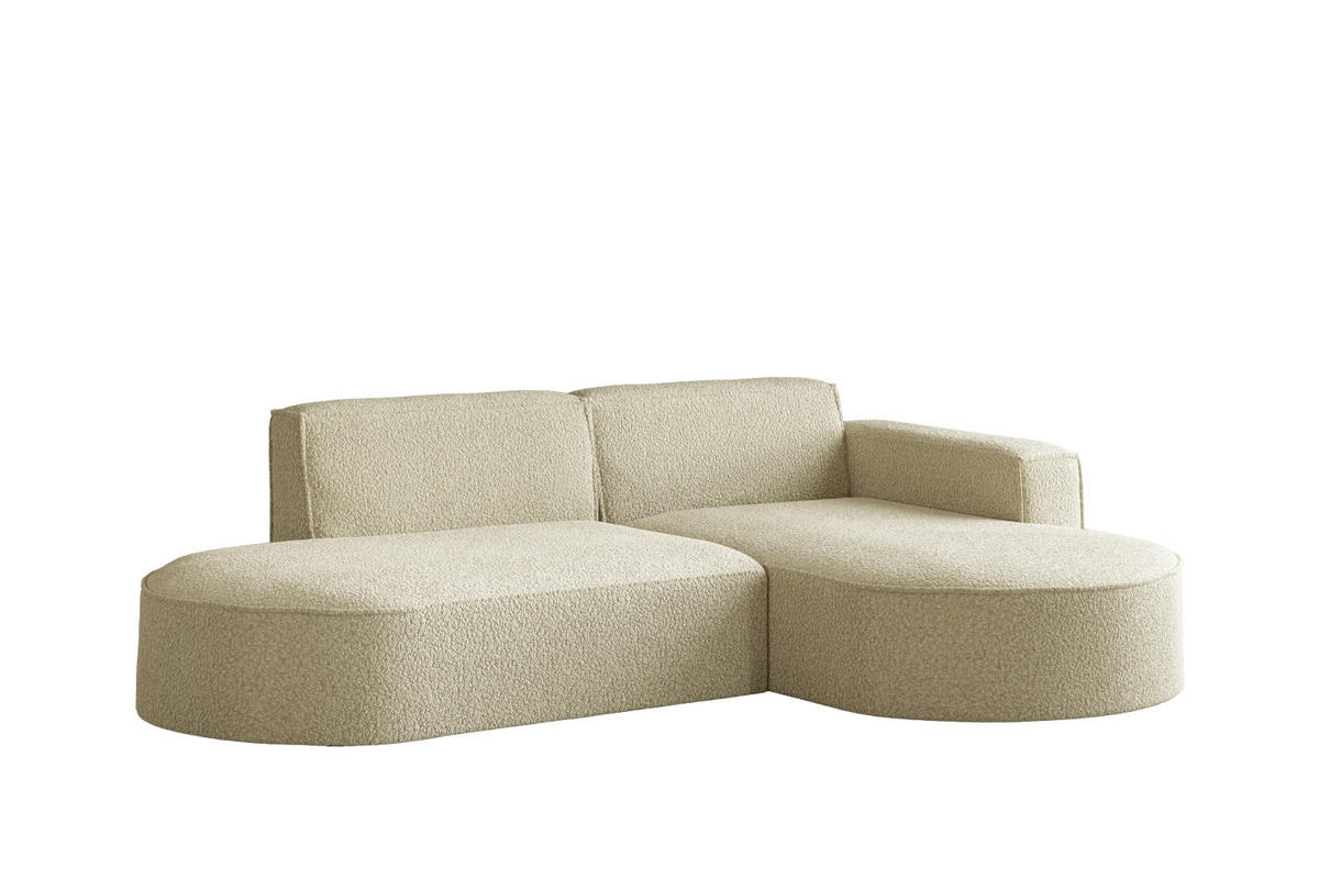 ECKSOFA Modena Studio, Stoff Quelle, Beige Rechts - Champagner, Holz (236/165cm) - Kaiser Möbel