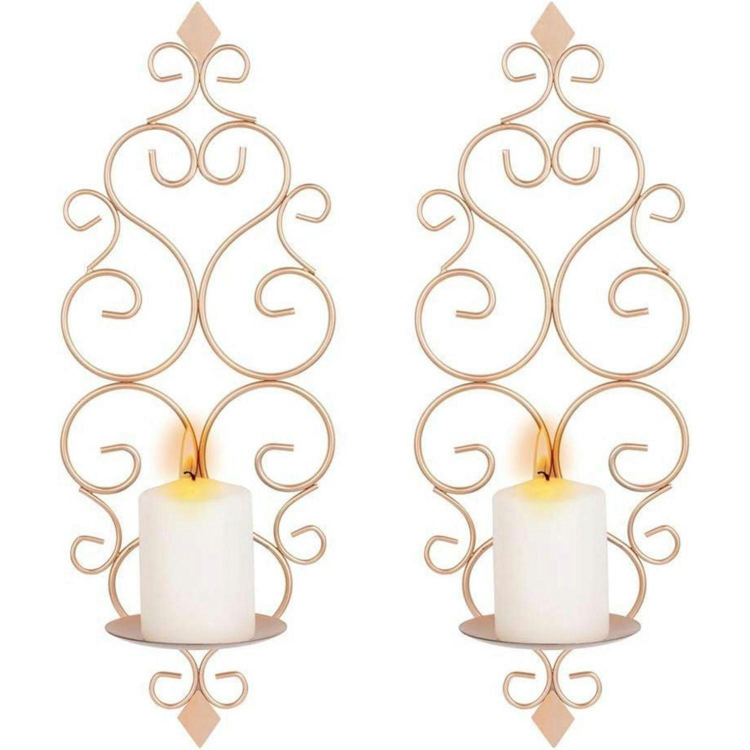KERZENHALTER 2-teiliges Set Eisen Rosegold 37,6 cm - Goldfarben, Metall (14/14.8/37.6cm)