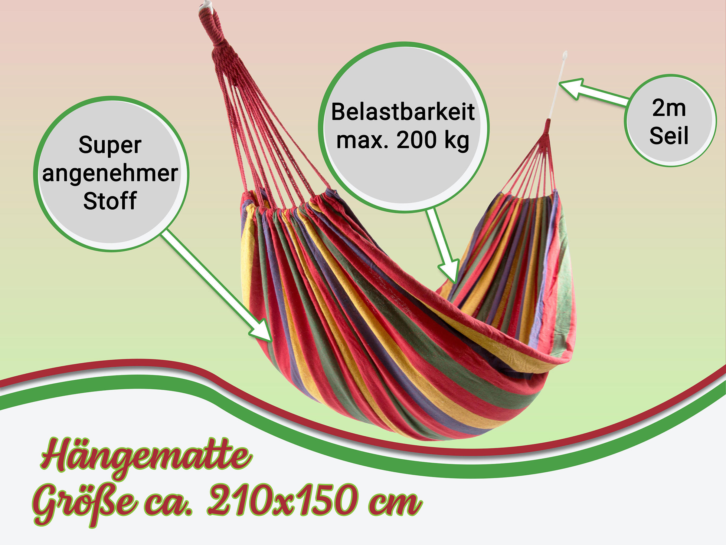 HÄNGEMATTE, 90% Polyester, 10% Baumwolle, Rot - Rot, Textil (150/1/210cm) - Zollner