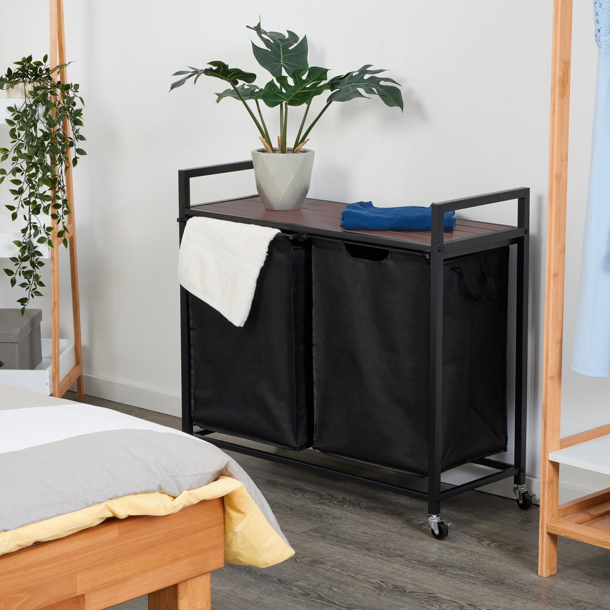WÄSCHEKORBREGAL - Multicolor, Holzwerkstoff/Textil (80/75.5/33cm) - Relaxdays