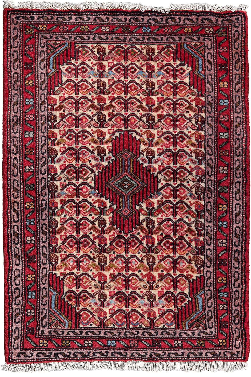 ORIENTTEPPICH handgeknüpft Assadabad Beige, Rot 95/65 cm Schurwolle - Beige/Rot, Textil (65/95cm) - Looma