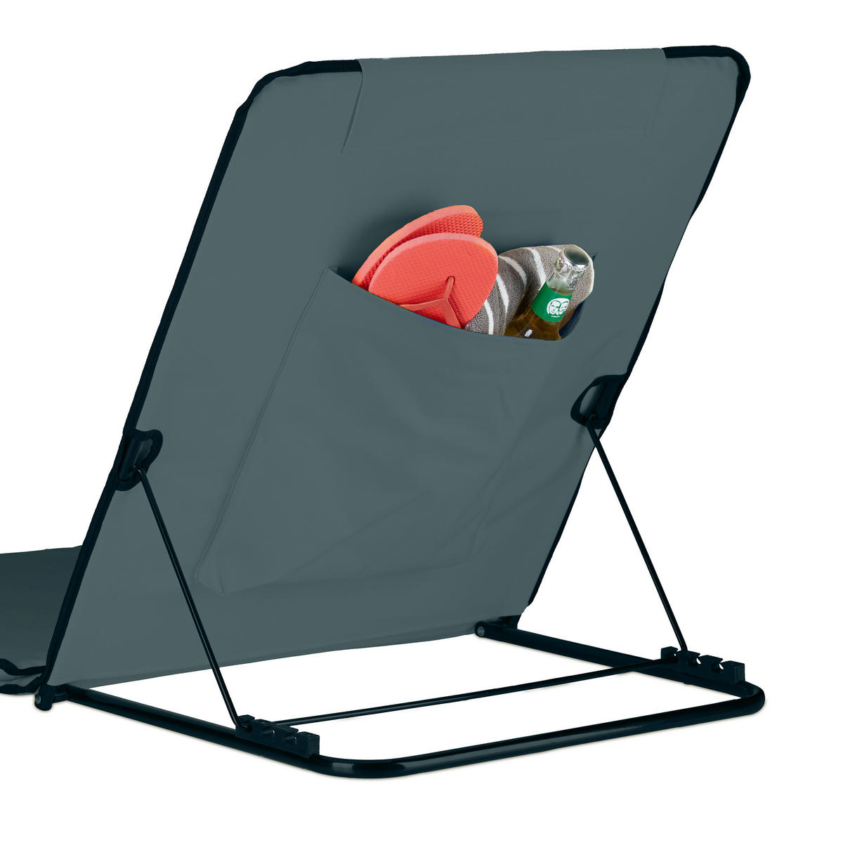 STRANDMATTE - Anthrazit, Textil/Metall (60/62/170cm) - Relaxdays