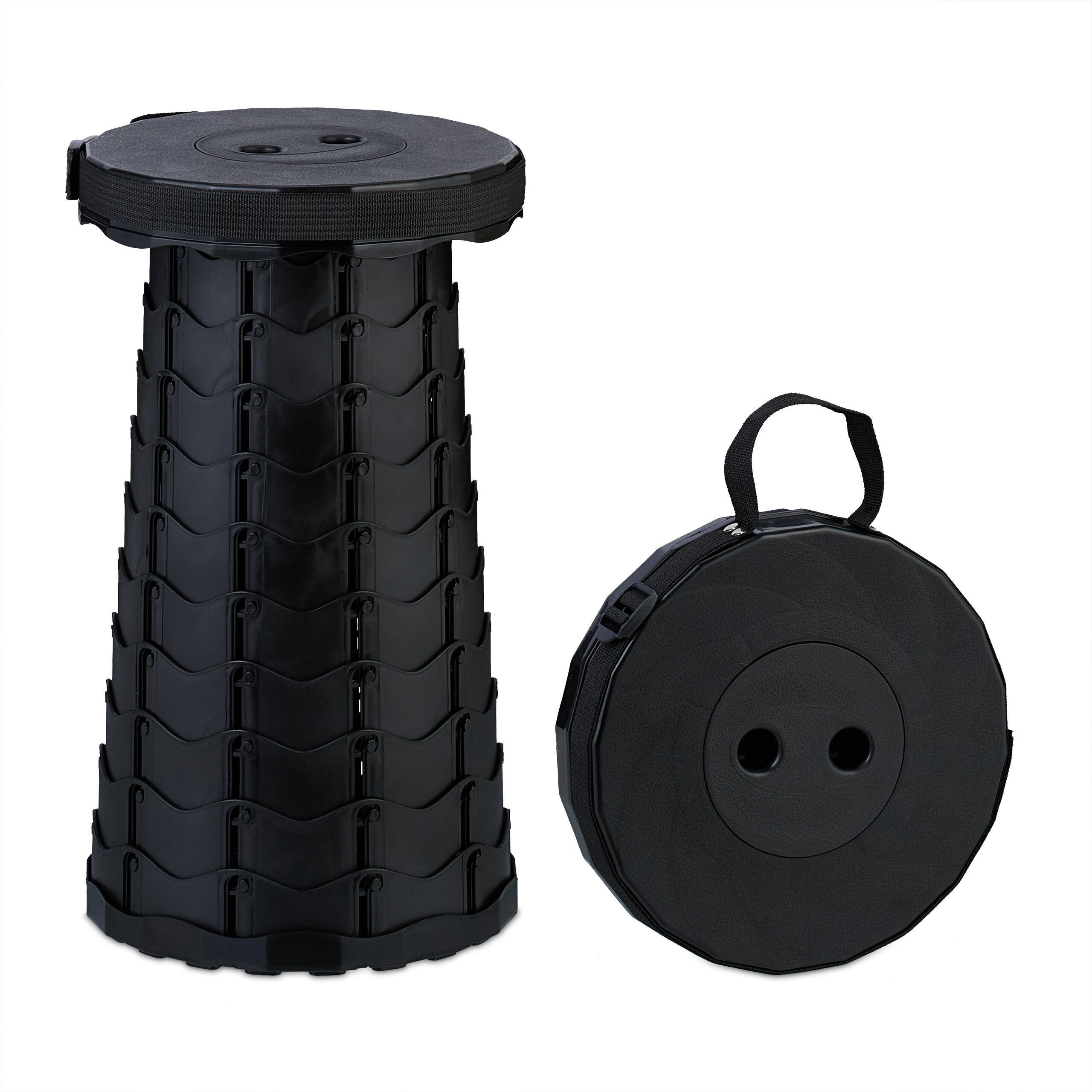TABURET negru telescopic pliabil