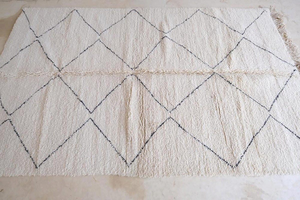 BERBERTEPPICH aus Marokko aus reiner Wolle 250x 350 cm - Weiß, Naturmaterialien (250/350cm) - AFK Living