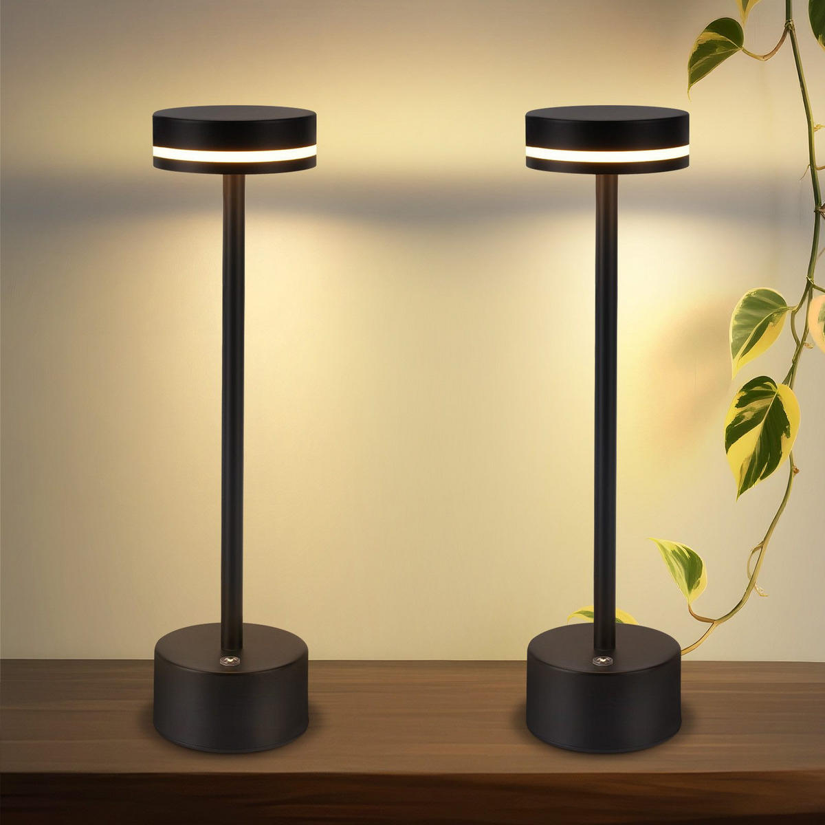 LED stolní lampa Aberich 8/8/31,5 cm (sada 2 ks) - černá, kov (8/8/31.5cm) - Nettlife