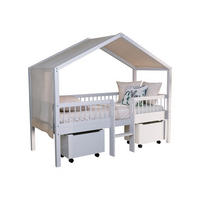 HAUSBETT HALBHOCH 90x200 Keeley Buche Weiß Leiter Himmel - Weiß, Holz (90/200cm) - 58aufmkessel