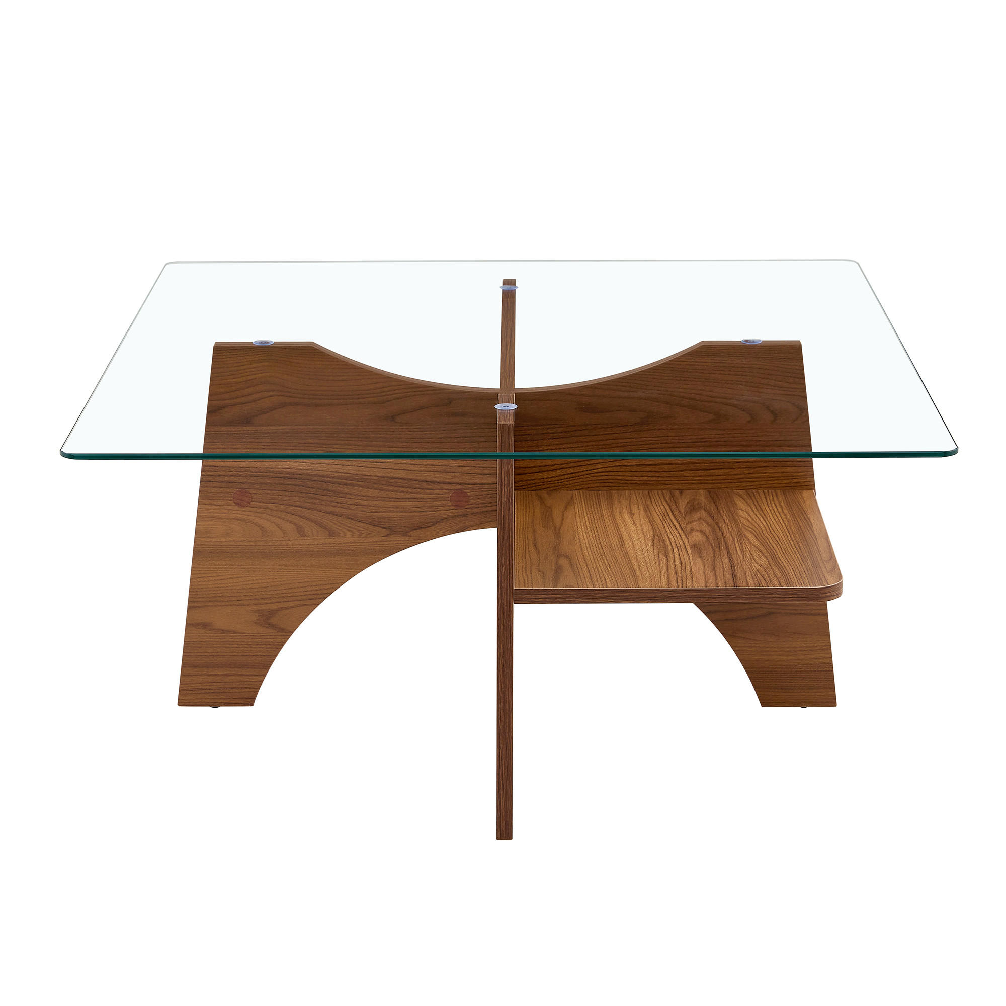 XXXLutz Couchtisch Walnuss, Transparent 80x40x80 cm